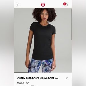 Lululemon black swiftly short sleeve top size 12